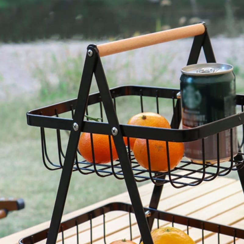 Coupe à fruits à 2 étages en métal et bois