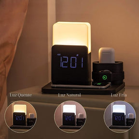 Lampe de table et réveil à chargeur à induction