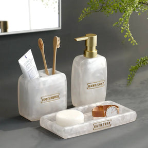 Kit distributeur pour salle de bain blanc perle