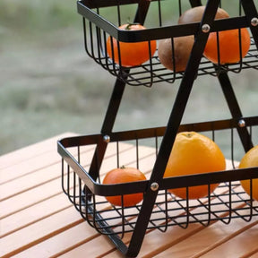 Coupe à fruits à 2 étages en métal et bois