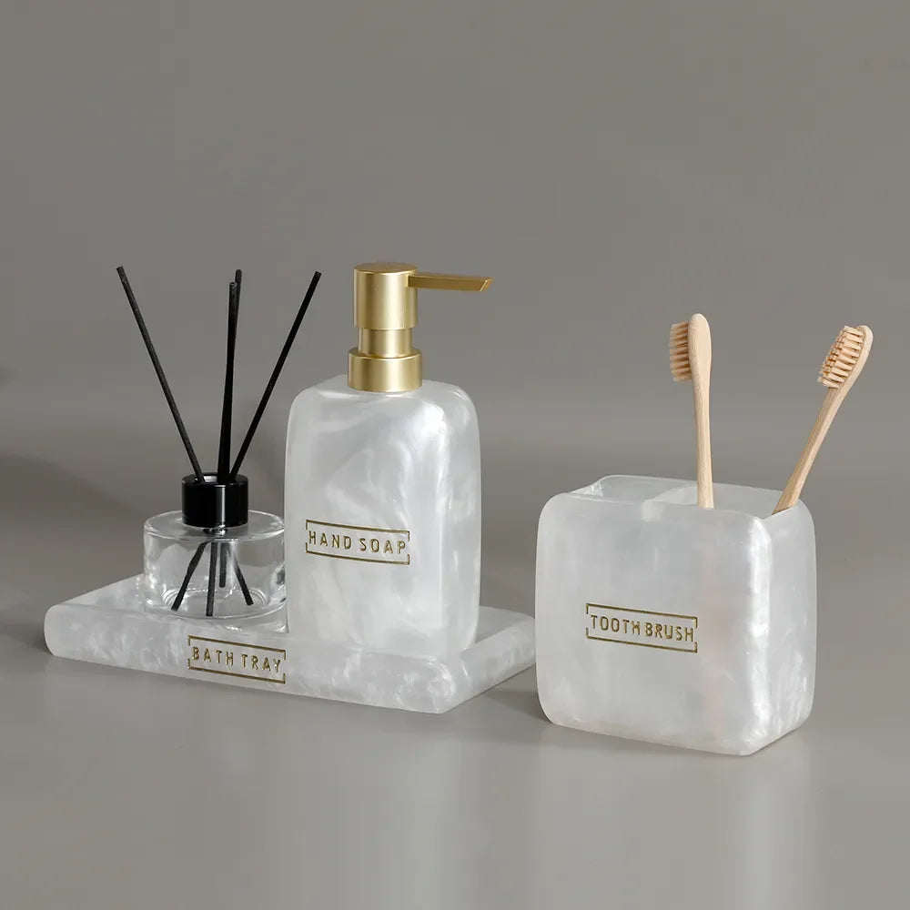 Kit distributeur pour salle de bain blanc perle